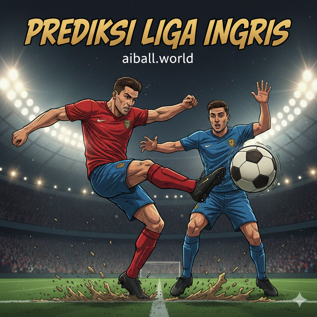 Pemandangan aksi jarak dekat (close-up) yang menangkap momen krusial dalam sebuah pertandingan sepak bola yang sengit. Terlihat seorang penyerang sedang melakukan tendangan voli yang kuat ke arah gawang, dengan ekspresi fokus dan tekad yang tinggi di wajahnya. Bek lawan terlihat berusaha melakukan blokir di saat-saat terakhir, menciptakan ketegangan visual yang tinggi. Detail rumput yang beterbangan dan pencahayaan kontras tinggi dari lampu stadion menambah kesan realisme dan kecepatan permainan. Gambar ini merepresentasikan pertarungan taktis dan prediksi skor gol yang dibahas dalam artikel, melambangkan semangat juang tim-tim Liga Premier untuk meraih poin penuh.