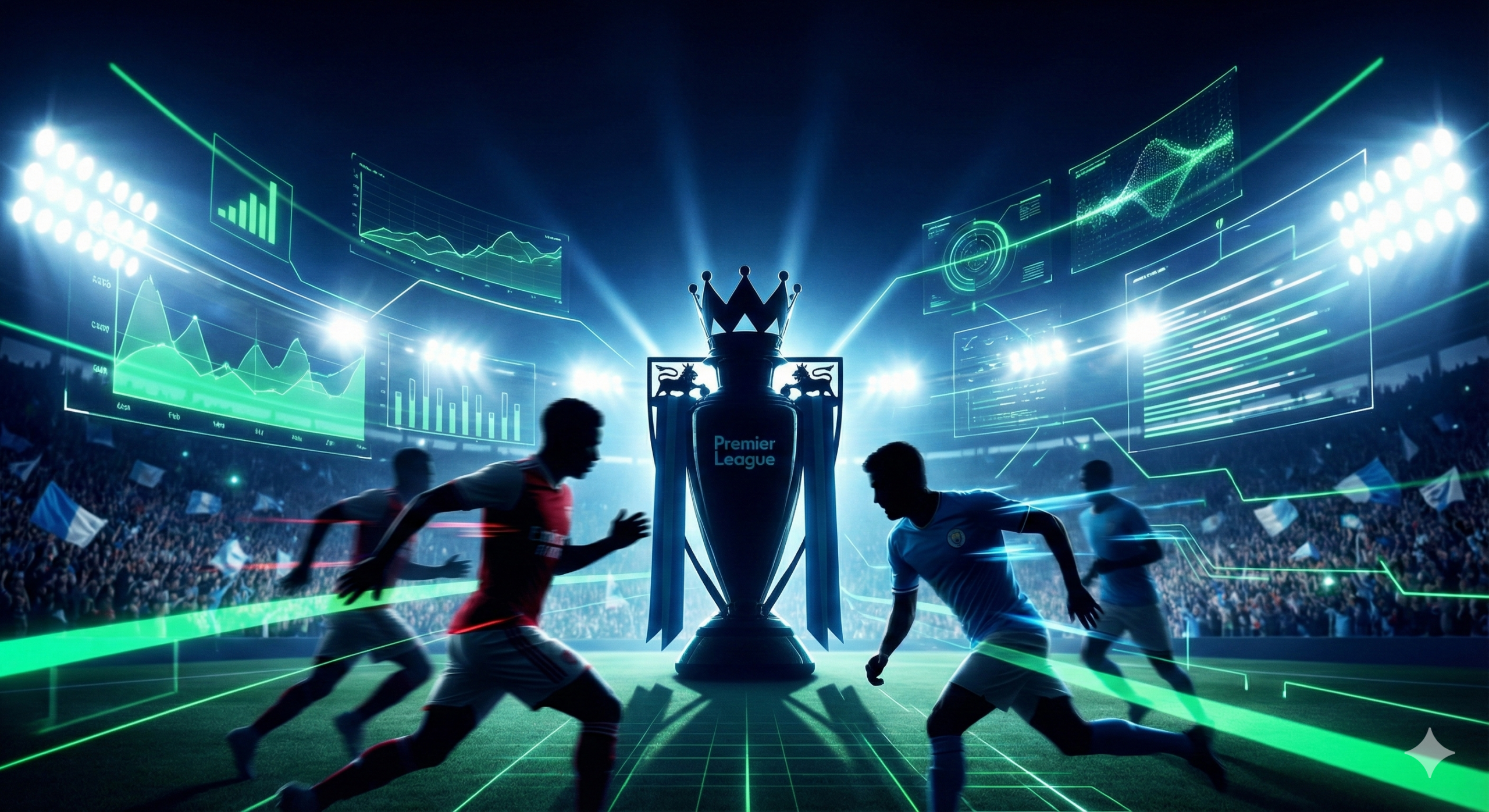 一张充满张力的英超足球比赛封面图，背景设定在伯恩茅斯的主场活力球场（Vitality Stadium）。画面中心展示了一名身穿伯恩茅斯标志性红黑条纹球衣的球员与一名身穿埃弗顿蓝色球衣的球员正在激烈争抢足球。球场的灯光营造出晚间比赛的氛围，背景是模糊的看台观众，色彩鲜明，对比强烈，突出比赛的紧张感和竞技性，符合体育新闻网站的专业视觉风格。