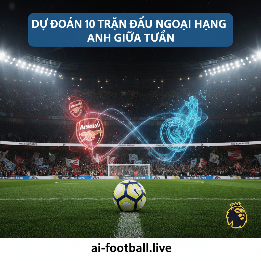 Sebuah gambar yang dramatis dan menarik secara visual yang menampilkan dua pemain kunci dari Bournemouth (dijuluki 'The Cherries') dan Everton saling berhadapan di lapangan sepak bola. Latar belakang harus menunjukkan Stadion Vitality (markas Bournemouth) yang ramai dengan lampu sorot yang terang, malam hari, untuk mencerminkan waktu pertandingan. Pemain Bournemouth mengenakan jersey merah-hitam mereka yang ikonik, sementara pemain Everton mengenakan jersey biru tradisional mereka. Ekspresi wajah para pemain harus menunjukkan tekad dan intensitas yang tinggi untuk kembali meraih kemenangan setelah kekalahan sebelumnya, sesuai dengan tema 'kembali ke jalur kemenangan'.