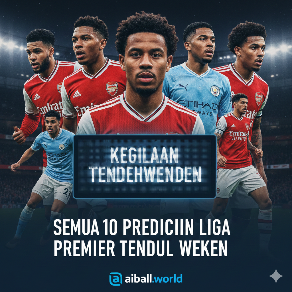 A high-impact cinematic promotional shot for the Premier League midweek fixtures. The scene features a montage of star players from Arsenal and Manchester City in dynamic action poses, set against a backdrop of a blurred, floodlit stadium at night. The color palette is dominated by vibrant reds, sky blues, and deep stadium shadows, creating a high-stakes atmosphere. In the center, a glowing digital scoreboard displays 'Midweek Madness'. The composition is balanced and energetic, with sharp focus on the players' intense expressions, conveying the pressure of the title race.