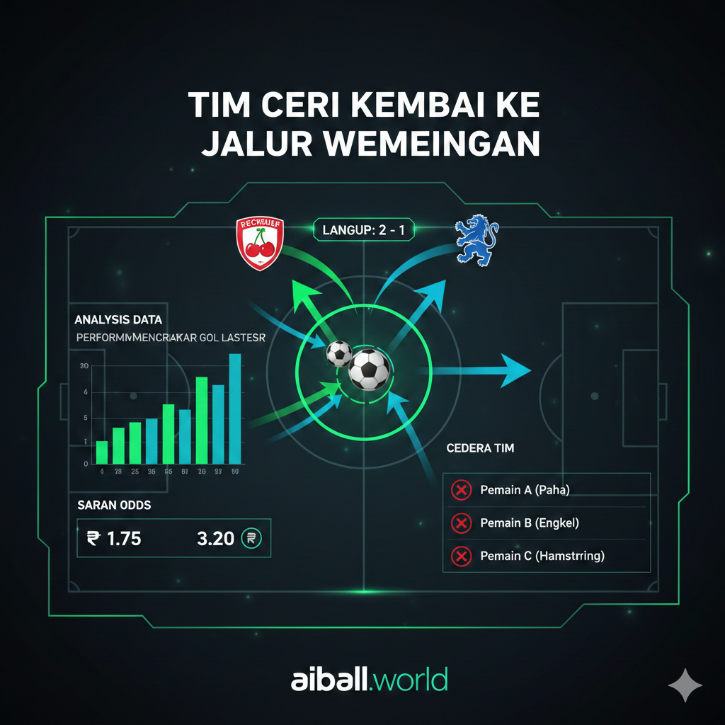 Hình ảnh minh họa mang tính đồ họa kỹ thuật số hiện đại dành cho aiball.world. Hình ảnh hiển thị một bảng chiến thuật bóng đá với các mũi tên di chuyển, biểu đồ cột thống kê phong độ ghi bàn và logo của hai đội bóng. Màu xanh lá cây và xanh neon nổi bật trên nền tối, tạo cảm giác công nghệ cao và chuyên sâu về dữ liệu thể thao. Bố cục trung tâm với các icon bóng đá và đồng hồ điện tử hiển thị tỷ số trực tuyến.