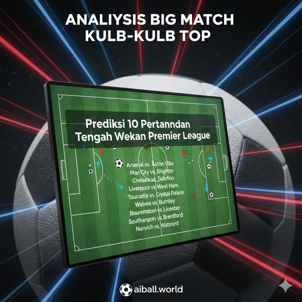 A high-action composite visual representing the intensity of the Premier League title race. It features blurred motion streaks in red, blue, and white, symbolizing teams like Arsenal, Man City, and Chelsea. The central focus is a digital tactical board overlay showing player positions and movement arrows on a stylized pitch. The style is modern, dynamic, and analytical, using high contrast and sharp focus on a leather football texture to emphasize the competitive nature of the midweek fixtures.