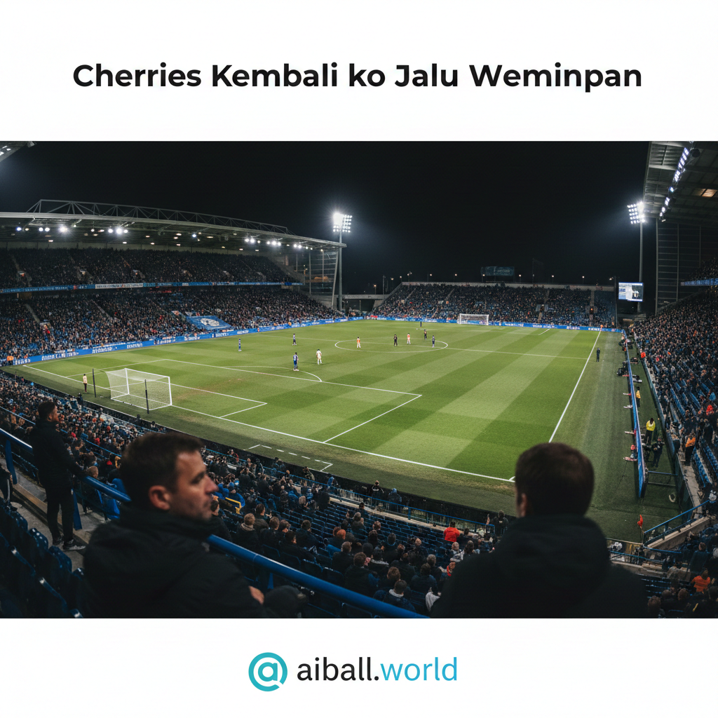A wide-angle cinematic shot of the Vitality Stadium during a crucial evening match. The composition captures the intensity of the Premier League, showing the tactical alignment of both teams on the pitch. The lighting is dramatic, with the stadium lights creating a slight lens flare effect. In the foreground, blurred figures of the coaching staff including Andoni Iraola are visible on the touchline, emphasizing the strategic depth of the match analysis. The colors are natural and sharp, highlighting the professional environment of top-tier English football, suitable for breaking up the analytical text.