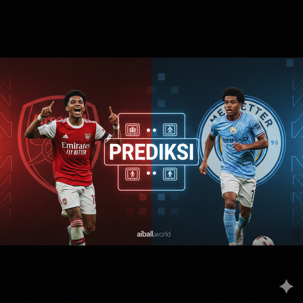 A split-screen style creative graphic representing the clash between top-tier clubs like Arsenal, Manchester City, and Liverpool. In the center, a digital scoreboard displays match icons and a glowing 'Predictions' text.