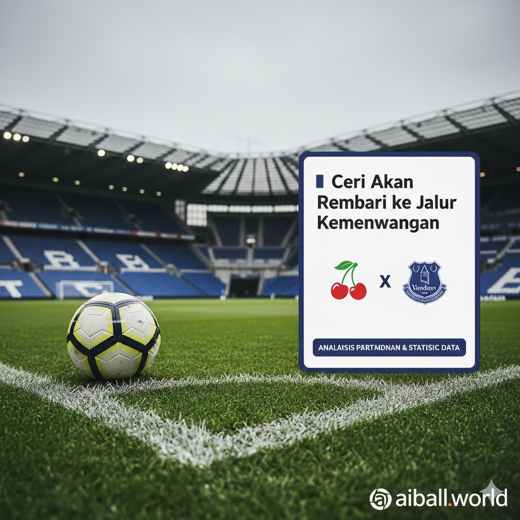 A detailed close-up shot of a professional football on the lush green grass of a stadium pitch, with the blurred architecture of the Vitality Stadium stands in the background. The lighting is low-angled, highlighting the texture of the turf and the dew on the grass. To the side, a tactical whiteboard or a digital scoreboard showing the Bournemouth and Everton logos adds context. The style is clean and editorial, with a shallow depth of field. Colors are naturalistic with vivid greens and the crisp white lines of the penalty area, symbolizing the tactical preparation and the 'winning ways' theme of the article.