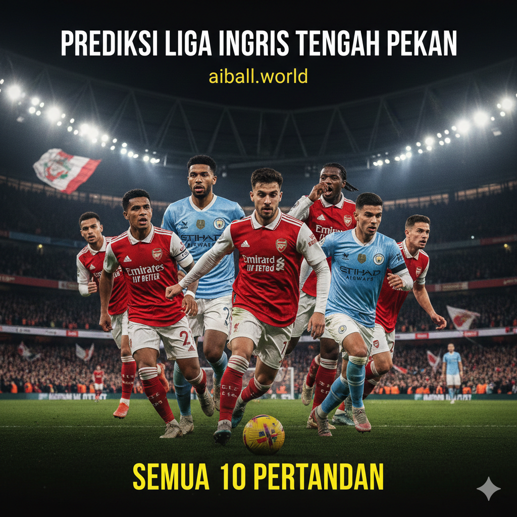 A dynamic and high-energy cinematic wide shot showcasing the intensity of English Premier League football. The image features a montage of star players from Arsenal, Manchester City, and Liverpool in their iconic team kits, captured in mid-action during a night match under bright stadium floodlights. The background shows a blurred, packed stadium with fans waving flags, creating a vibrant atmosphere. The color palette is rich with deep greens of the pitch and vivid team colors like red, sky blue, and white. Dramatic lighting highlights the determination on the players' faces and the grass textures, symbolizing the fierce midweek competition.