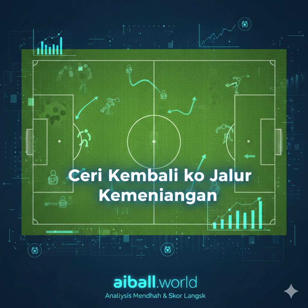 A sophisticated digital illustration representing football analytics and sports data. The image features a stylized green football pitch seen from a birds-eye perspective, overlaid with translucent glowing icons of player movements, tactical arrows, and bar charts showing team performance. The style is modern and high-tech, using neon green, cyan, and deep navy tones. This visual emphasizes the 'aiball.world' brand identity as a source for real-time scores and deep match analysis, blending sports action with professional data visualization.