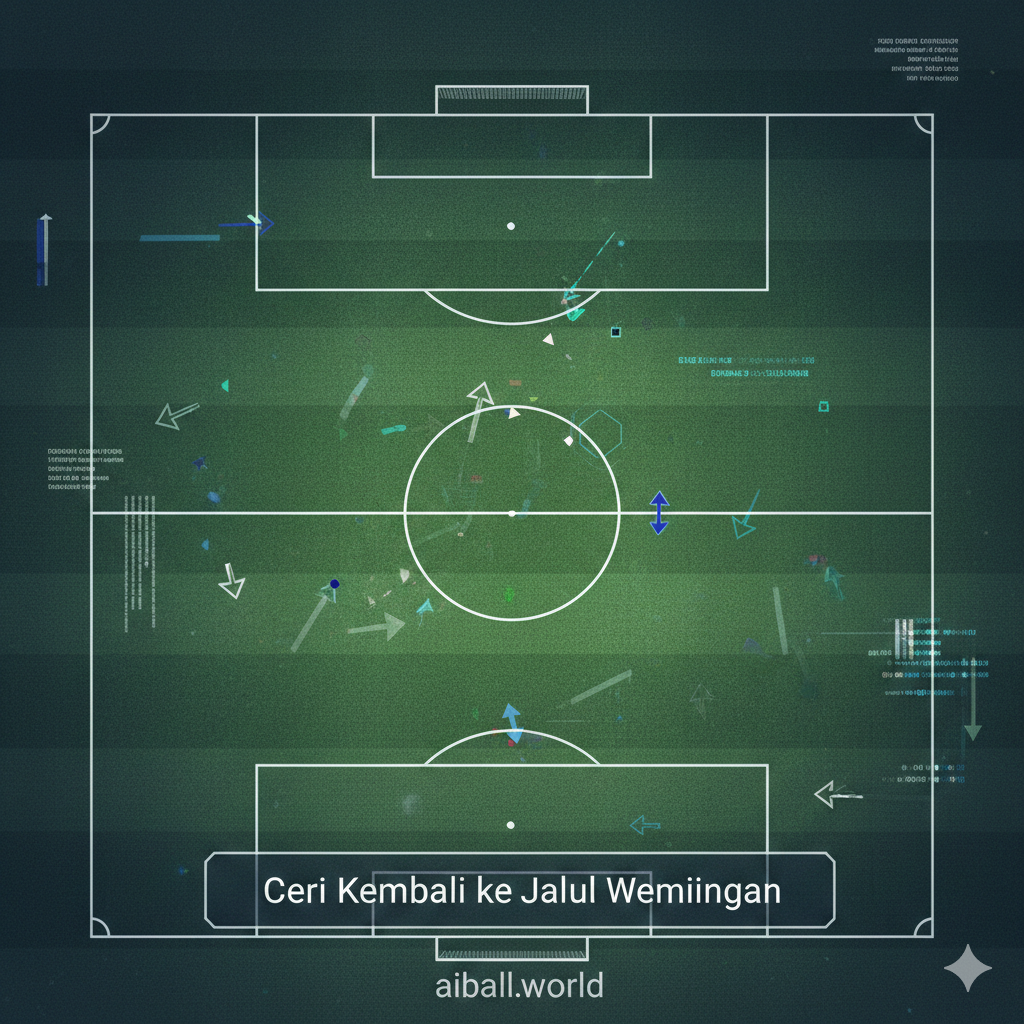 An overhead tactical view of a modern football pitch, specifically focusing on the goal area and the penalty box. The image features glowing digital overlays of player movements and strategic arrows, symbolizing tactical preparation and statistics. The lighting is moody with a cool blue and sharp green grass aesthetic, reflecting the analytical nature of aiball.world. The composition is balanced and clean, evoking a sense of professional sports data analysis and the high stakes of the upcoming match between Bournemouth and Everton.