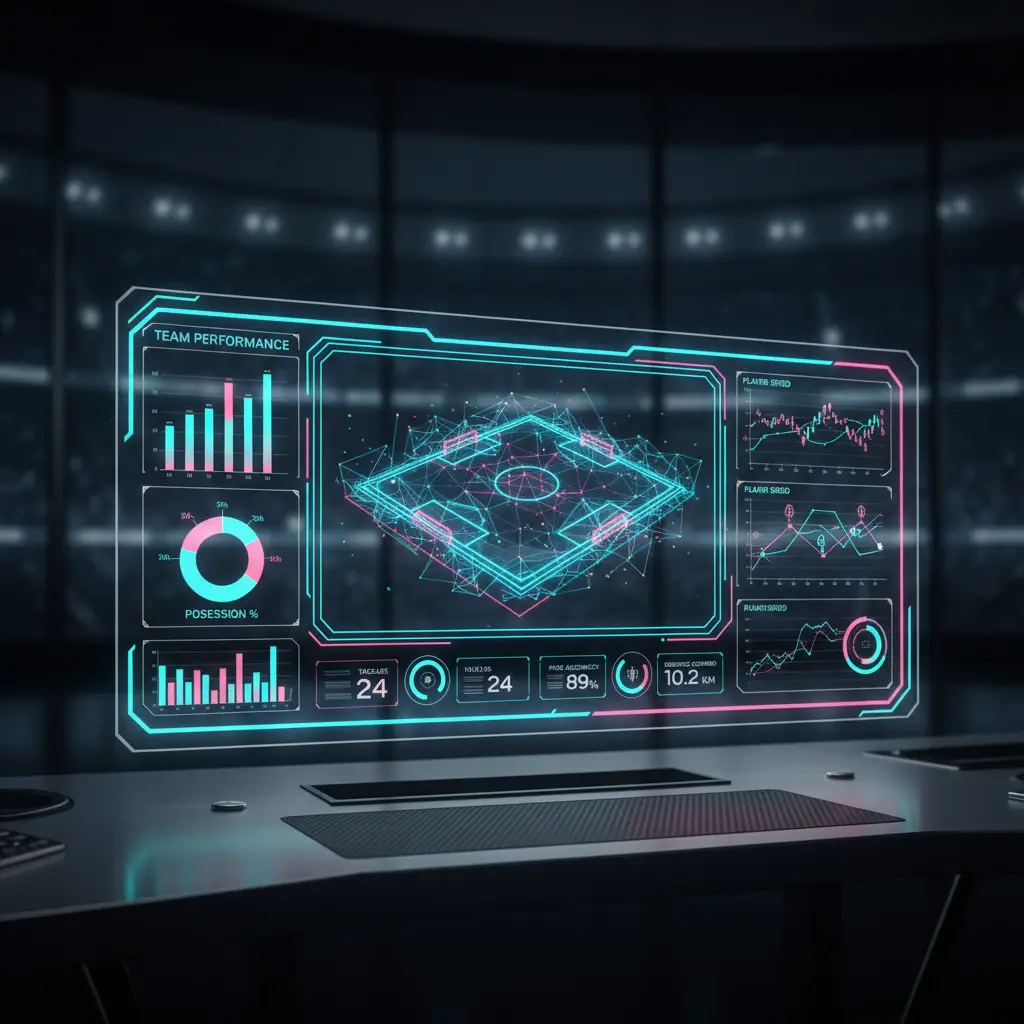 Dashboard analitik data sepak bola futuristik