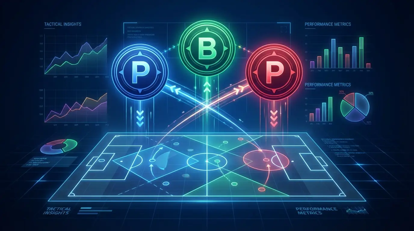 A conceptual tactical map illustrating the intense three-way battle at the top of the Liga 1 2026 standings between Persib Bandung, Borneo FC, and Persija Jakarta, intertwined with abstract data visualization elements.