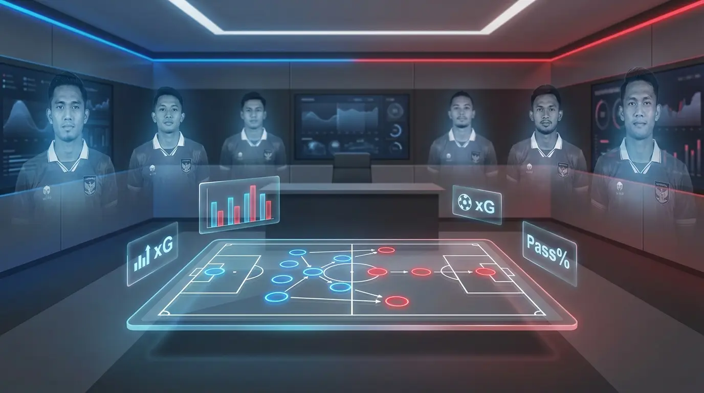 A conceptual header image depicting a modern football tactical analysis board with data overlays, symbolizing the deep dive into Indonesia's 2026 football strategy.