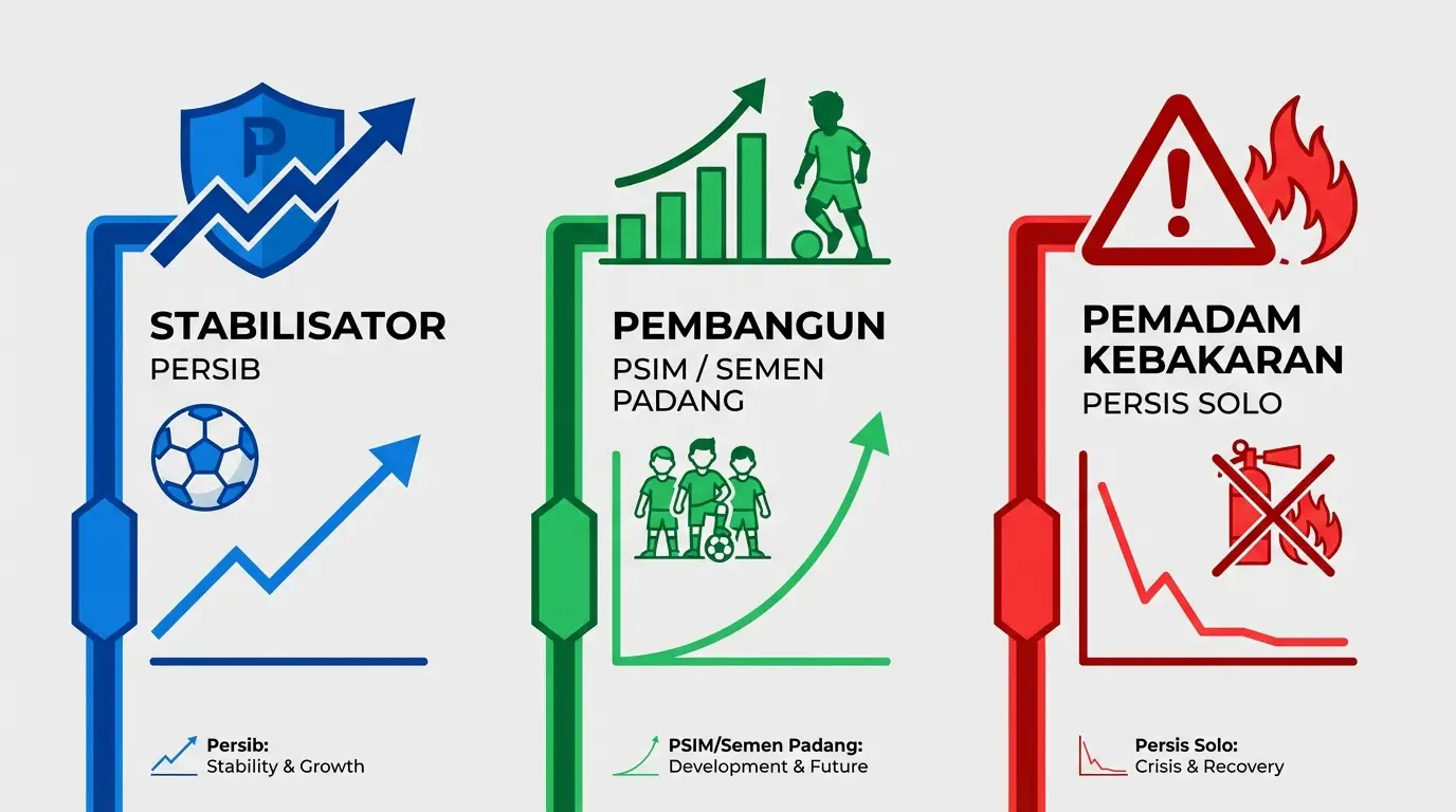Conceptual map visualizing the three dominant transfer strategies in Liga 1 2026
