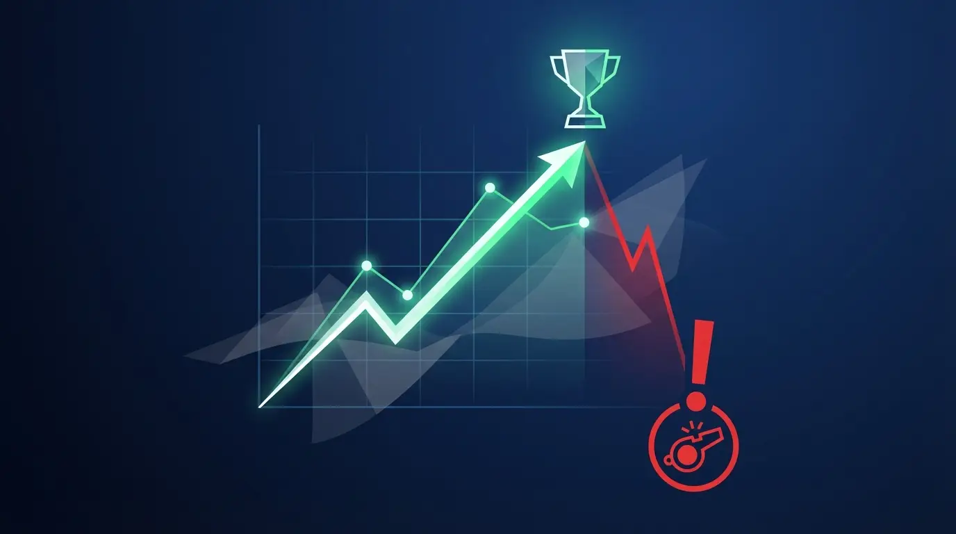 Conceptual graph illustrating the 'High-Risk, High-Reward' trajectory of Jesus Casas' tenure: a sharp peak (Gulf Cup win) followed by a steep decline (dismissal).