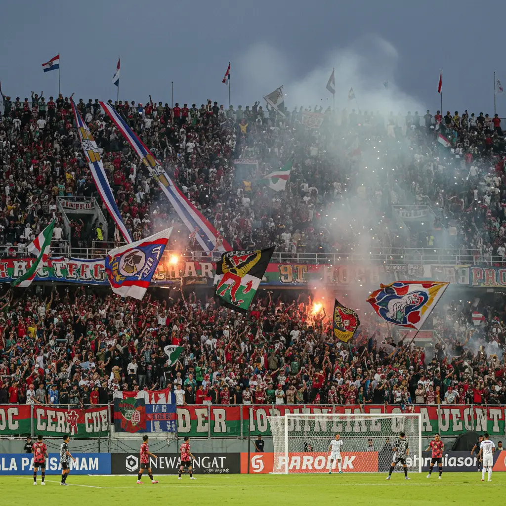 Atmosfer stadion Liga 1 yang meriah