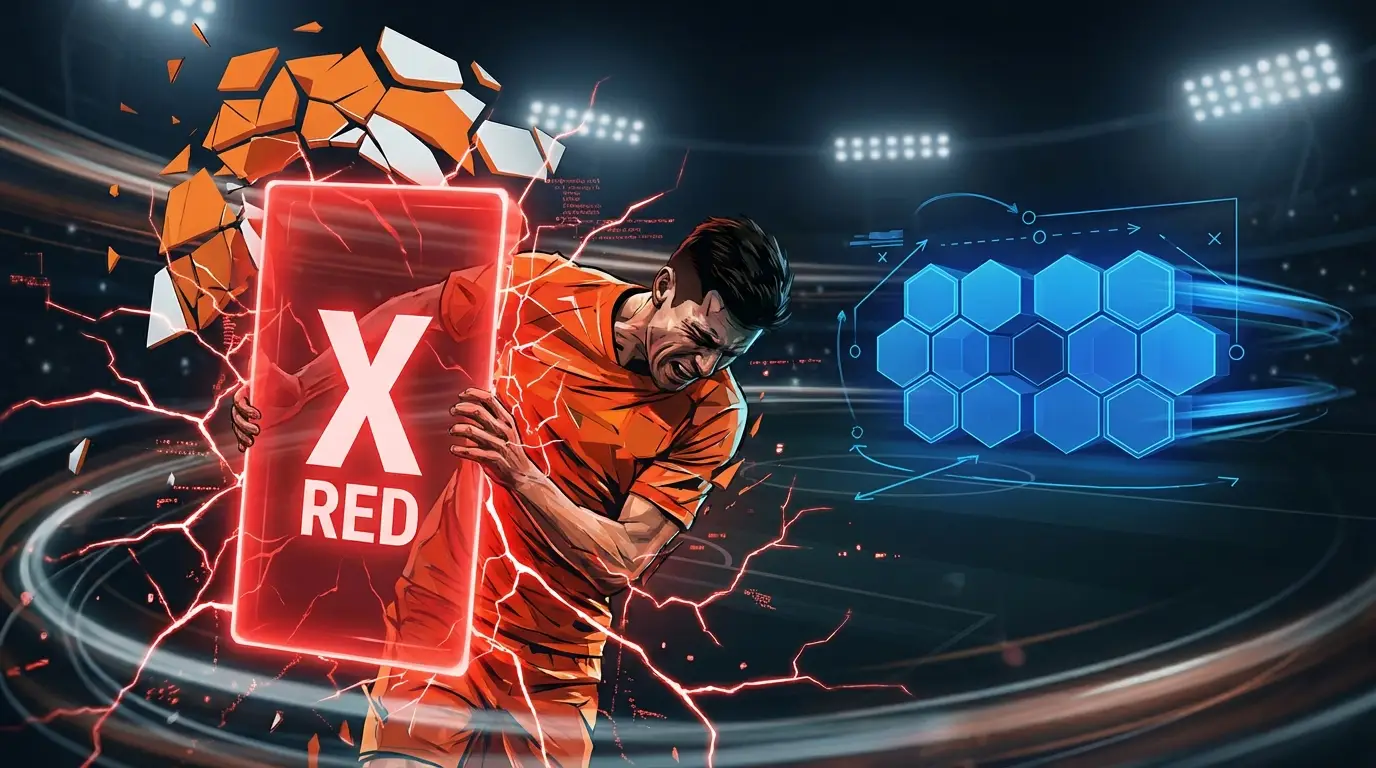 A visual metaphor for the turning point: Persija's disciplinary breakdown (red card) against Persib's tactical solidity.