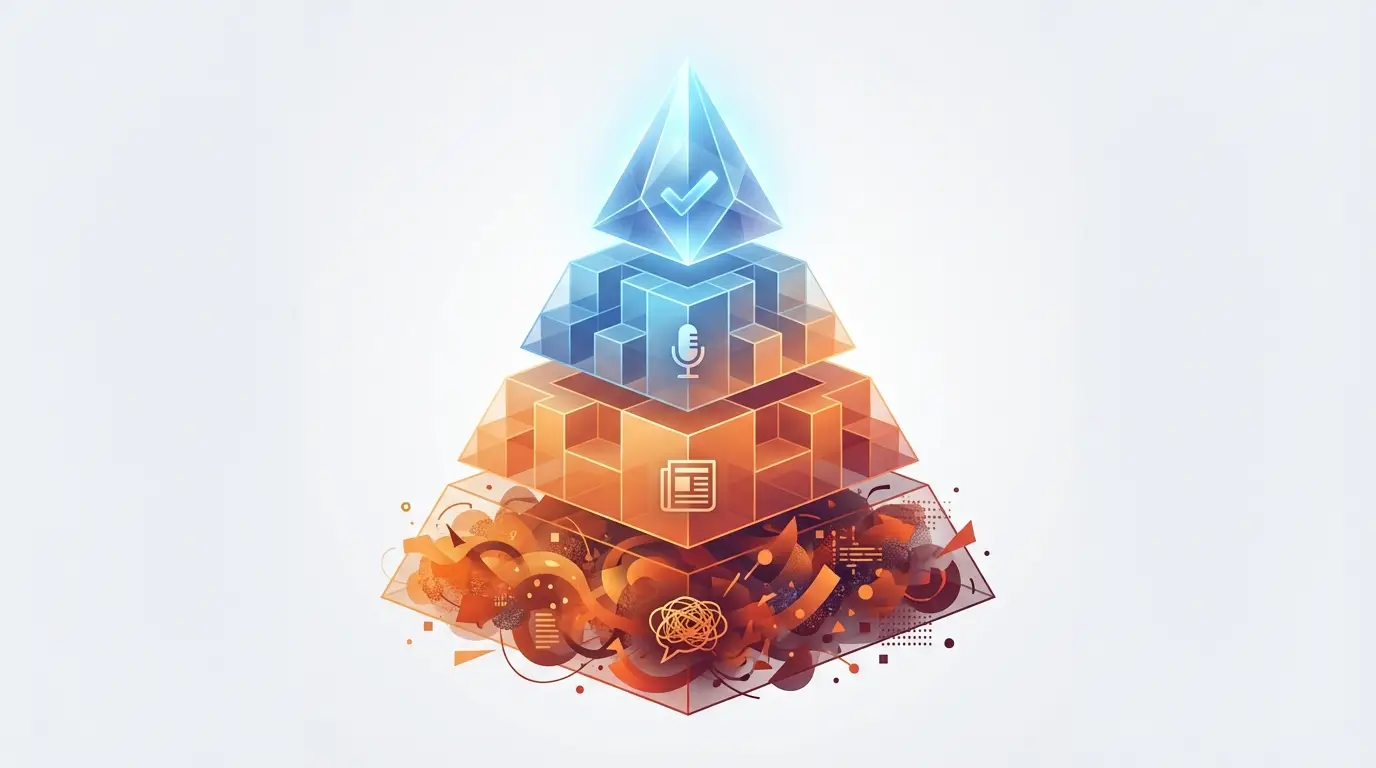 A conceptual pyramid illustration representing the hierarchy of transfer rumor credibility, from reliable 'Oracle' sources at the peak to chaotic 'Noise' at the base.